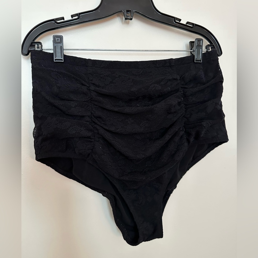 Torrid black stretch lace high waisted swim bottoms